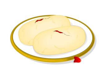 Rasgulla Bengali indian Sweet Dish Food Vector