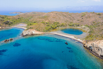 Fototapeta na wymiar Aerial view of coastal lagoon in Koyun Cape Gokova Bay Special Environment Protected Area Turkey