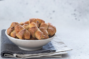 Rugelach with jam filling on plate 