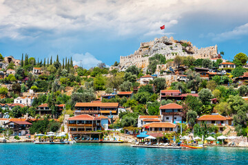 Kalekoy view in Kekova Gulf. Kekova is populer tourist destination in Turkey.