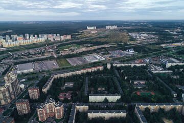 Aerial Townscape of Saint Petersburg City. Kalininsky District