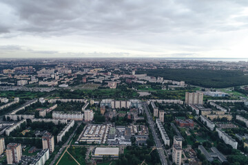 Aerial Townscape of Saint Petersburg City. Kalininsky District