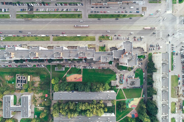 Aerial Townscape of Saint Petersburg City. Kalininsky District