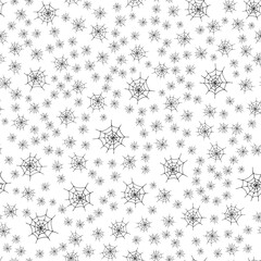 Spider's web. Seamless patterns. Halloween. Freehand drawing. Vector.