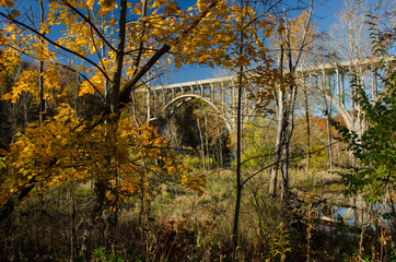 Route 82 Bridge in the Fall Over the Cuyahoga Valley National Park