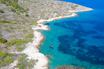 Fototapeta na wymiar Aerial view of rocky coastal scene Cape Knidos, Gokova Bay Datca Turkey