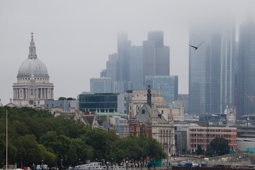 Misty London skyline