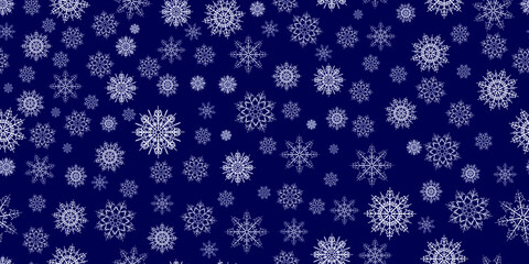 christmas blue background with snowflakes. Seamless  pattern.