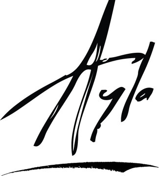 Ayla-Female/Girl Name Modern Brush Calligraphy Cursive Text on White Background
