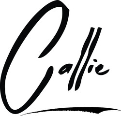 Callie-Female/Girl Name Modern Brush Calligraphy Cursive Text on White Background