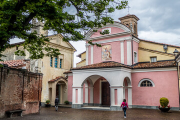 Fototapeta premium Beautiful pink church in Barolo