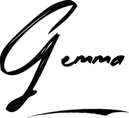 Gemma-Female/Girl Name Modern Brush Calligraphy Cursive Text on White Background
