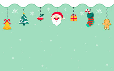 Christmas hanging ornaments background vector illustration. Cute Christmas decoration
