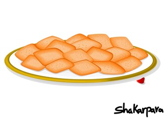 Shankarpali or shakarpara indian Sweet Dish Food Vector