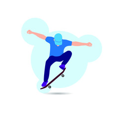 Obraz premium vector illustration of a man skateboarding for an icon or symbol
