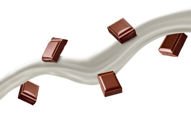 chocolate piece milk splash flow