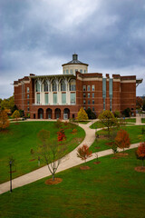 Public University's main library building in Lexington, Kentucky during early autumn