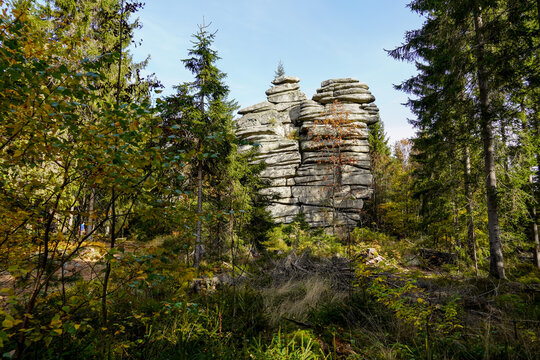 Felsen im Fichtelgebirge Drei Br&uuml;der Rudolfstein Granitt&uuml;rme Felsformation