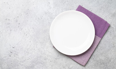 White empty plate and napkin