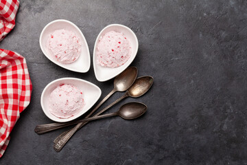 Raspberry ice cream scoops