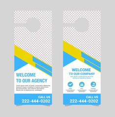 Door hanger template design. hotel knob design. Vector door hanger. Door hanger design