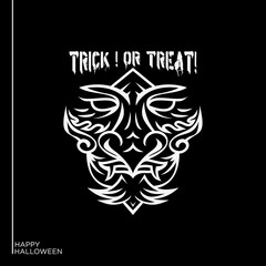 Trick or treat . with ghost face illustration template , line art style design vector