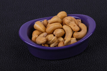 Cashew nuts heap in the bowl