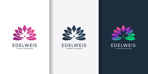 Edelweis logo with modern gradient flower concept Premium Vector