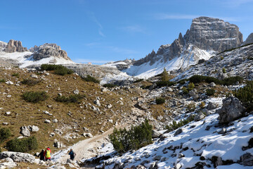 Wanderer im Naturpark 3 Zinnen, Dolomiten