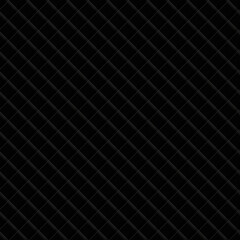 Black, dark background with a pattern of a metal volumetric mesh. Squares, rhombuses, 3d effect. Poster, banner, post, template, illustration.