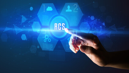 Obraz premium Hand touching RCS inscription, new technology concept