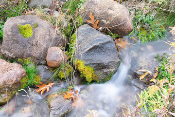 Water flowing near rocks