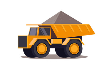 yellow truck with bulk cargo. vector illustration.