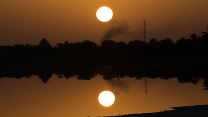 sunset over the river