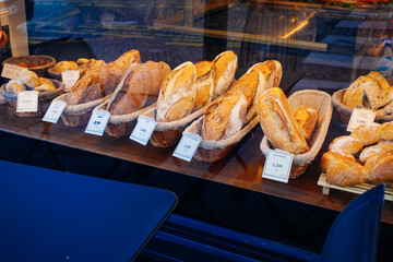 some bread in french bakery shop