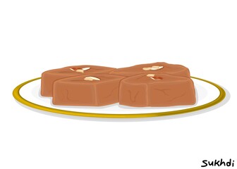 Sukhdi indian Sweet Dish Food Vector