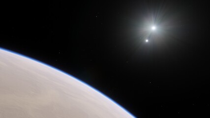 Fototapeta premium super-earth planet, realistic exoplanet, planet suitable for colonization, earth-like planet in far space, planets background 3d render