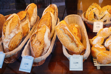 some bread in french bakery shop