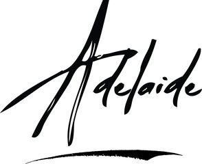 Adelaide-Female Name Modern Brush Calligraphy Cursive Text on White Background