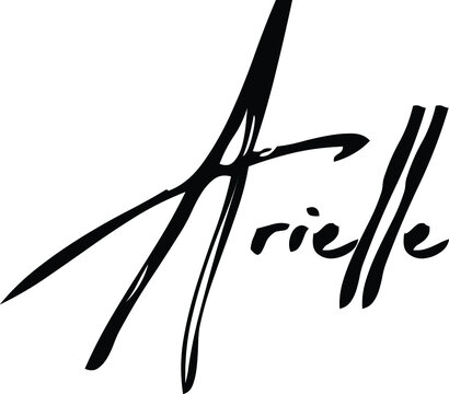 Arielle-Female Name Modern Brush Calligraphy Cursive Text on White Background
