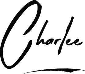 Charlee-Female Name Modern Brush Calligraphy Cursive Text on White Background