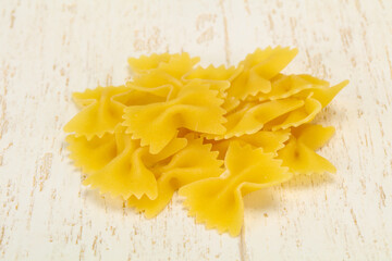 Raw dry farfalle pasta for cooking