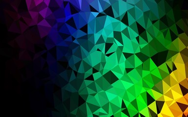 Dark Multicolor, Rainbow vector polygonal pattern.