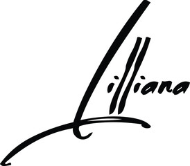 Lilliana-Female Name Modern Brush Calligraphy Cursive Text on White Background
