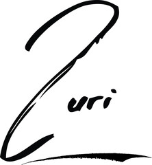 Zuri.-Female Name Modern Brush Calligraphy Cursive Text on White Background