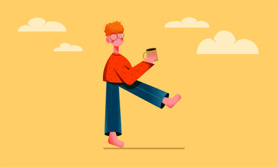 walking person with coffee