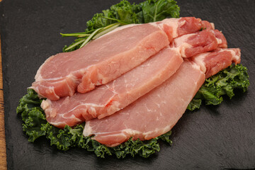 Raw pork steak for cooking