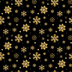 seamless gold snowflakes pattern and background vector illustration