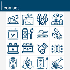 Simple set of firing related lineal icons.