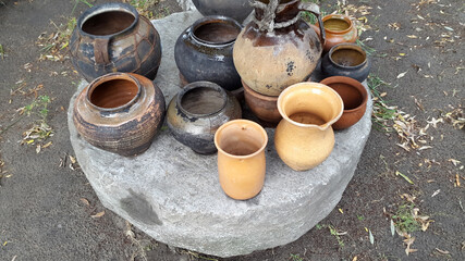 Clay pots. Old pots. Ancient Clay Pots. Vintage photo